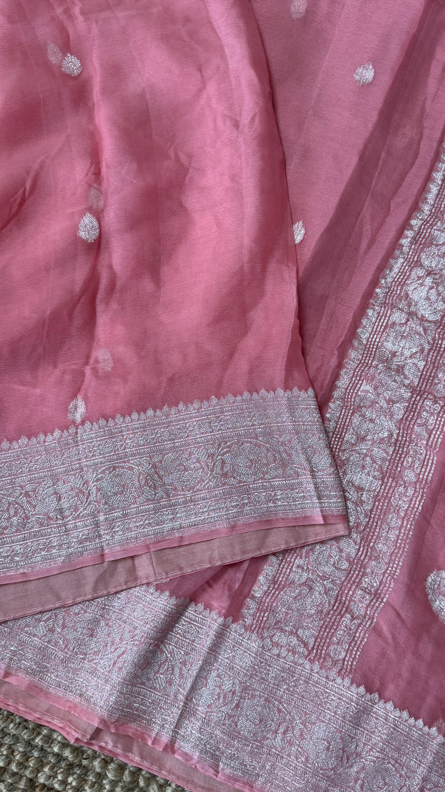Pure Khaddi Chiffon Banarasi Silk Saree - Pink