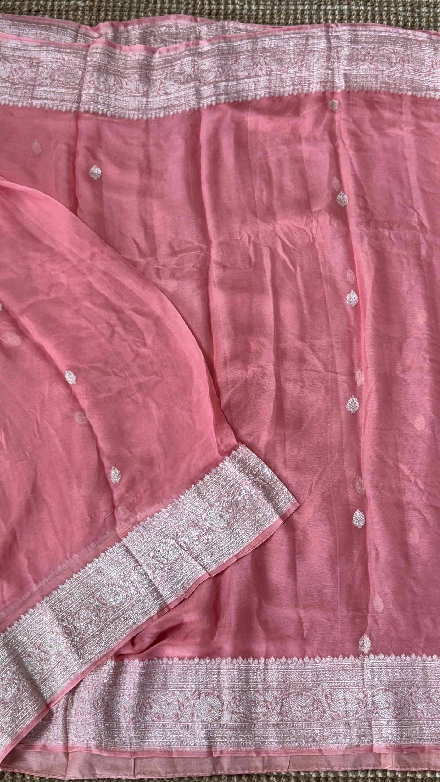 Pure Khaddi Chiffon Banarasi Silk Saree - Pink