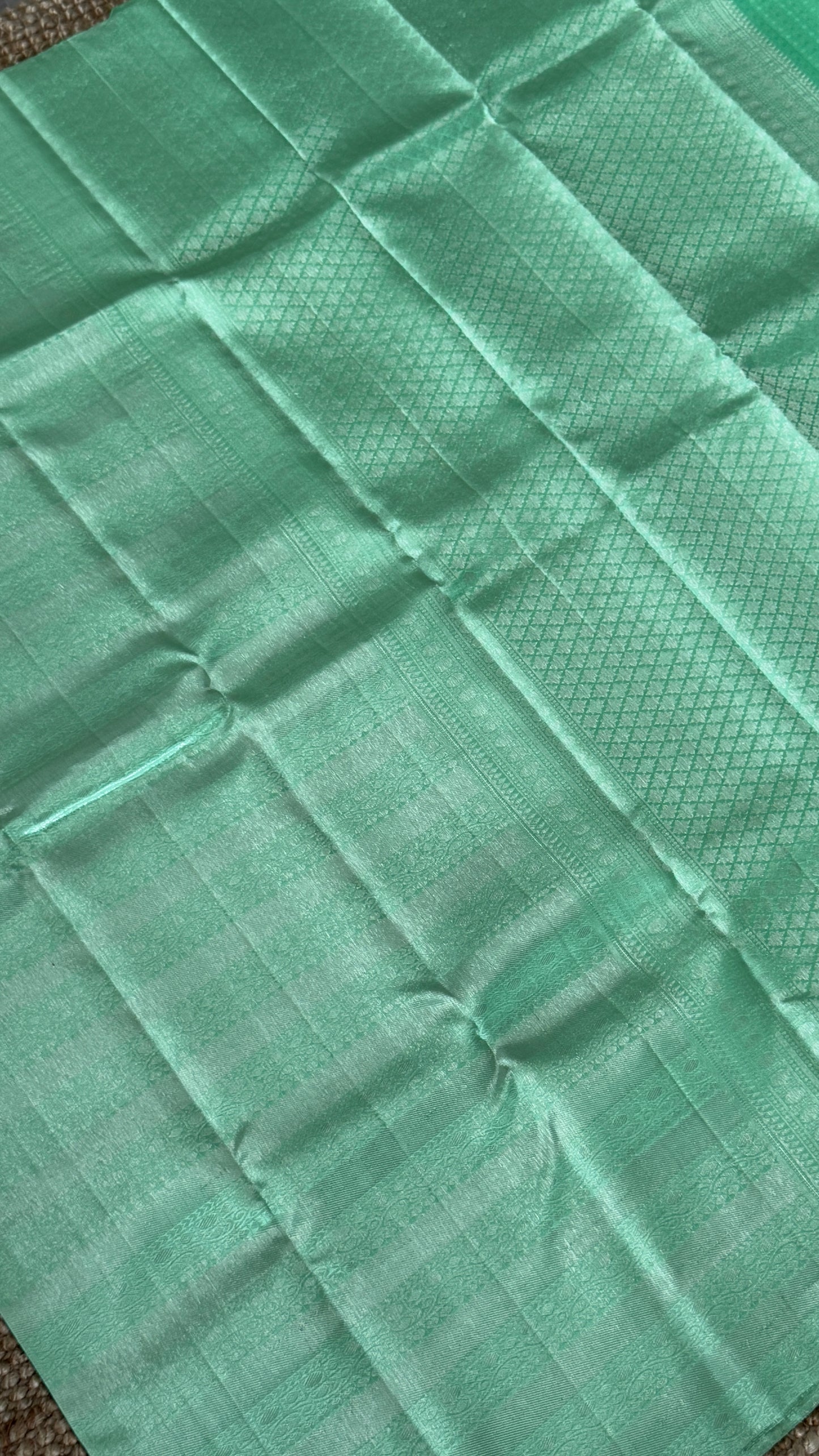 Mint Green & Sea Green Pure Kanchipuram Silk Saree | Silk Mark Certified