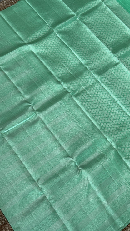 Mint Green & Sea Green Pure Kanchipuram Silk Saree | Silk Mark Certified