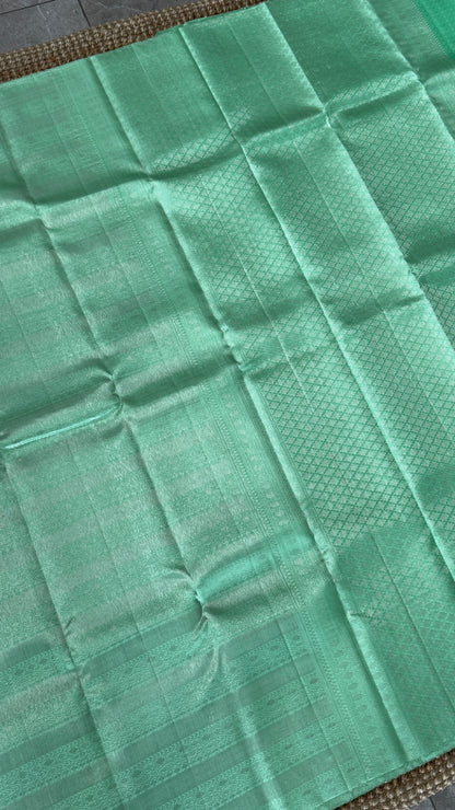 Mint Green & Sea Green Pure Kanchipuram Silk Saree | Silk Mark Certified