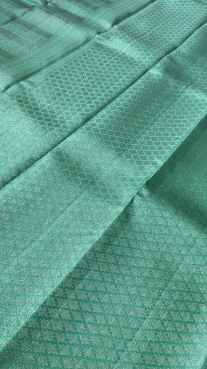 Mint Green & Sea Green Pure Kanchipuram Silk Saree | Silk Mark Certified