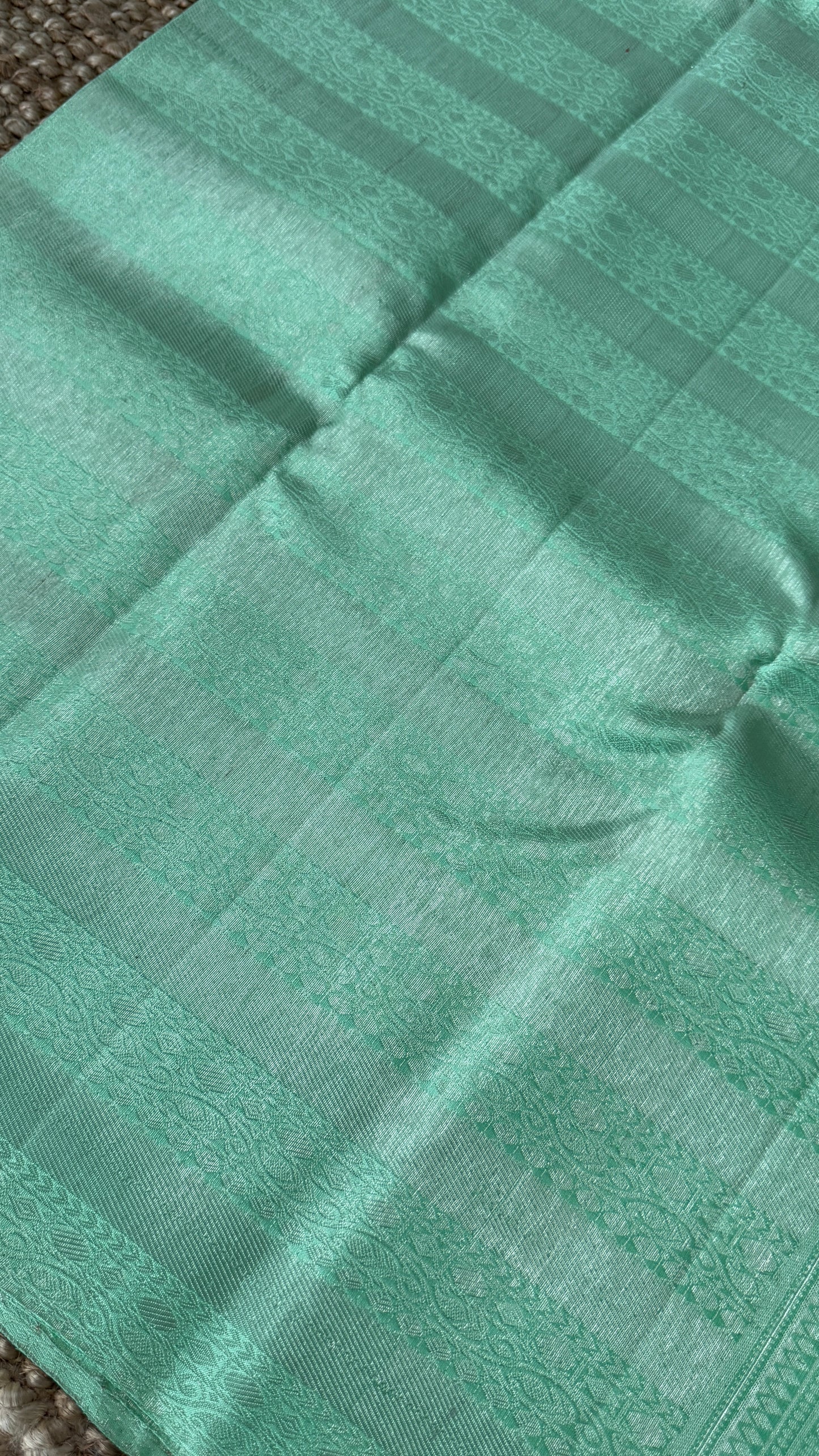 Mint Green & Sea Green Pure Kanchipuram Silk Saree | Silk Mark Certified