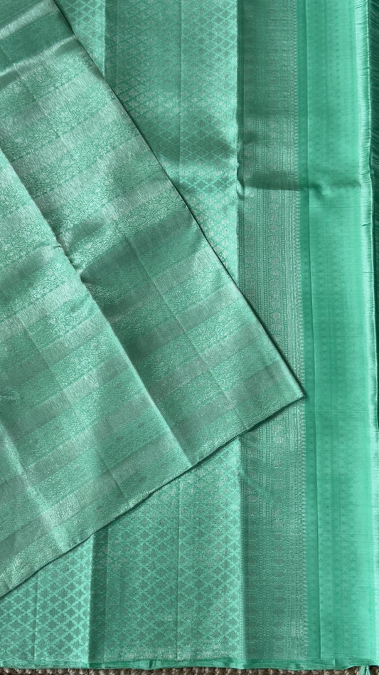Mint Green & Sea Green Pure Kanchipuram Silk Saree | Silk Mark Certified