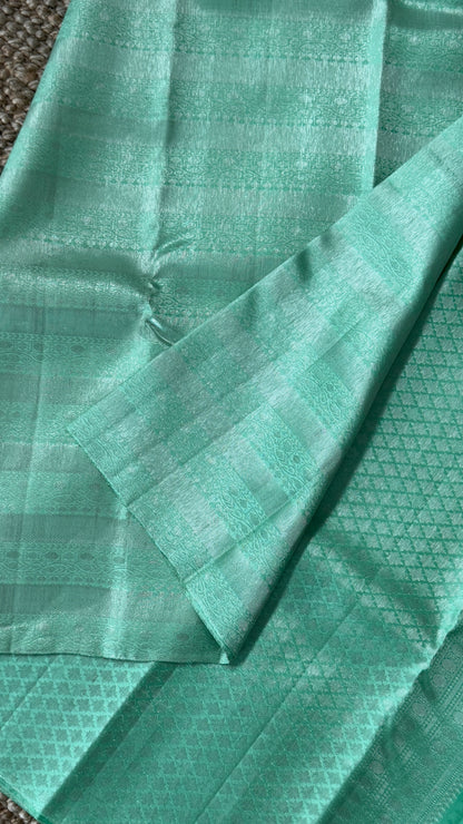 Mint Green & Sea Green Pure Kanchipuram Silk Saree | Silk Mark Certified