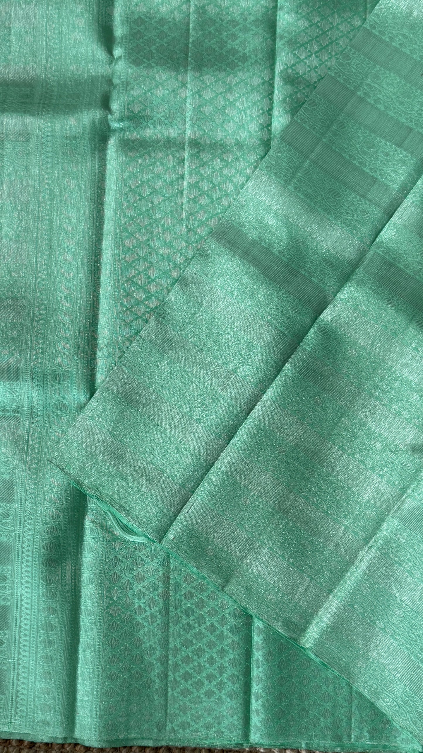 Mint Green & Sea Green Pure Kanchipuram Silk Saree | Silk Mark Certified