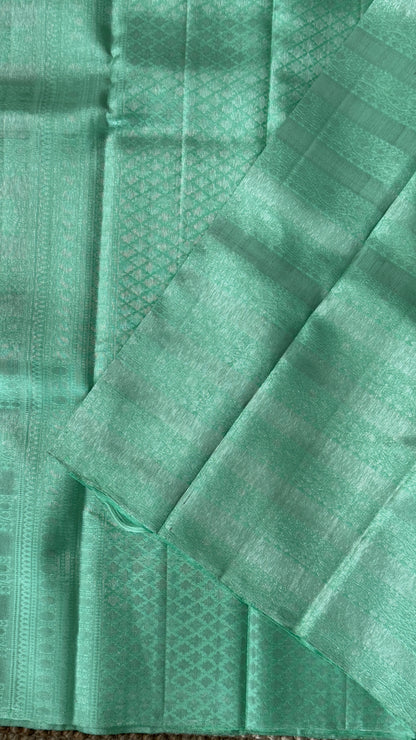 Mint Green & Sea Green Pure Kanchipuram Silk Saree | Silk Mark Certified