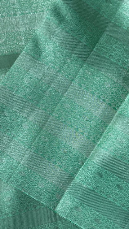 Mint Green & Sea Green Pure Kanchipuram Silk Saree | Silk Mark Certified