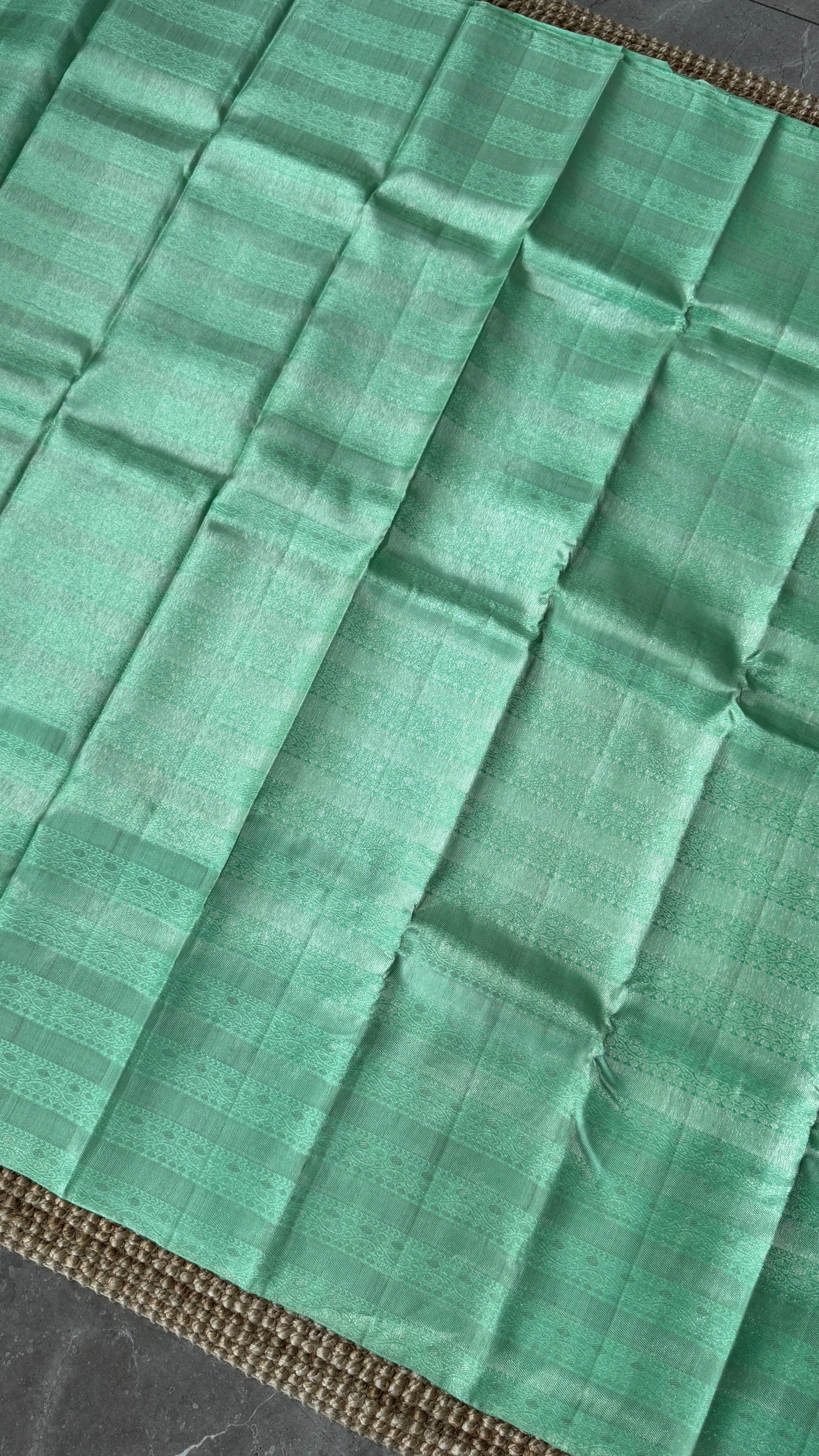 Mint Green & Sea Green Pure Kanchipuram Silk Saree | Silk Mark Certified