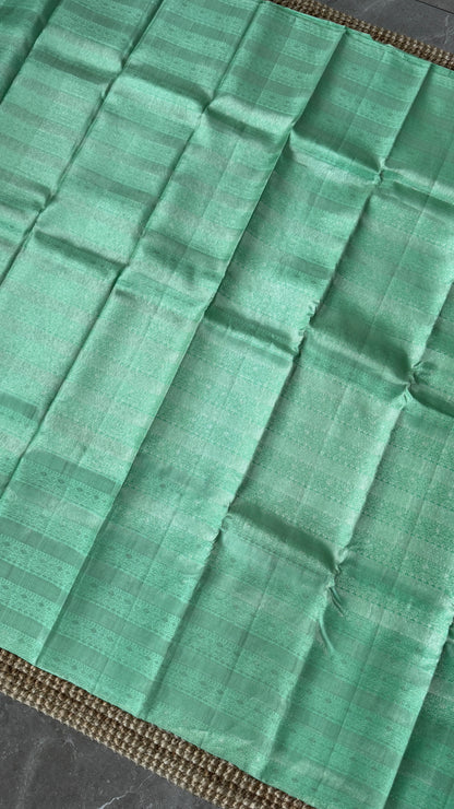 Mint Green & Sea Green Pure Kanchipuram Silk Saree | Silk Mark Certified