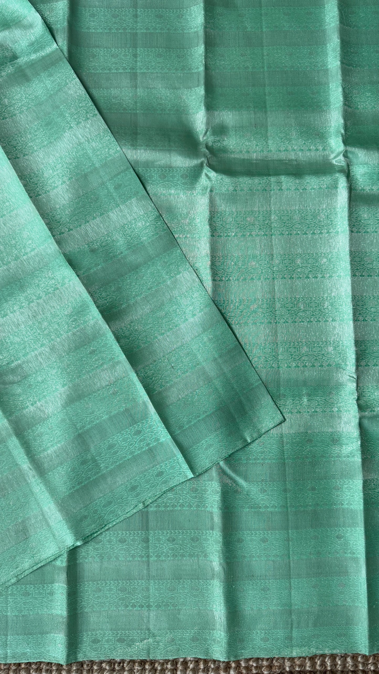 Mint Green & Sea Green Pure Kanchipuram Silk Saree | Silk Mark Certified