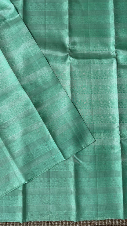 Mint Green & Sea Green Pure Kanchipuram Silk Saree | Silk Mark Certified