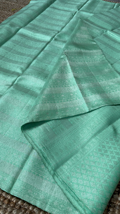 Mint Green & Sea Green Pure Kanchipuram Silk Saree | Silk Mark Certified
