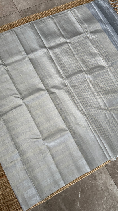 Pure Kanchivaram Silk Saree – Silver Grey