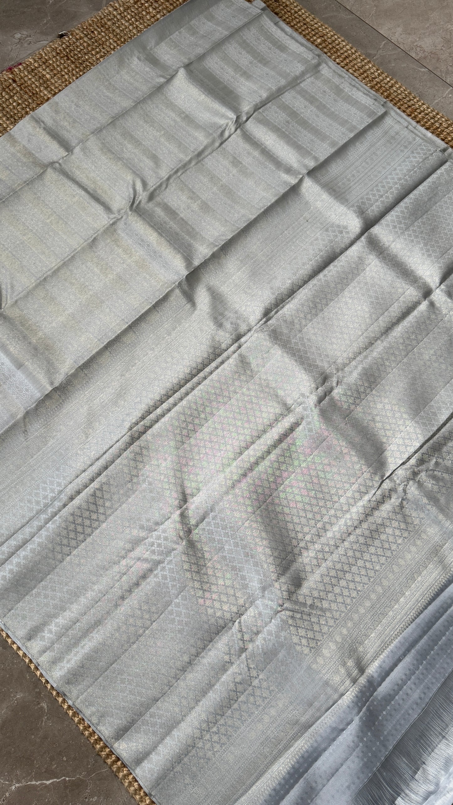 Pure Kanchivaram Silk Saree – Silver Grey