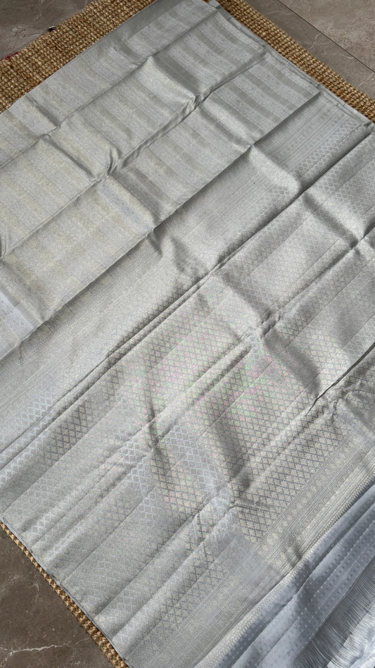 Pure Kanchivaram Silk Saree – Silver Grey