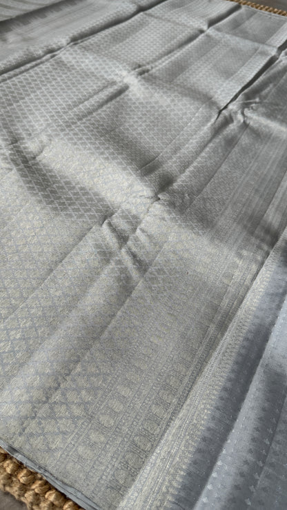 Pure Kanchivaram Silk Saree – Silver Grey