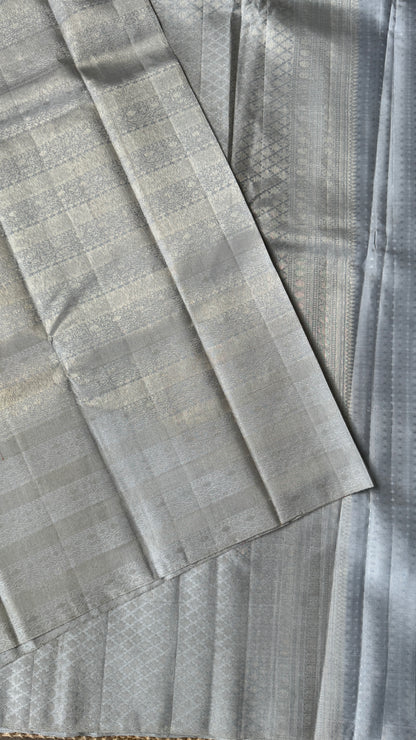 Pure Kanchivaram Silk Saree – Silver Grey