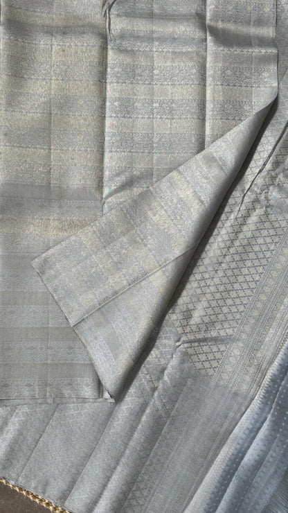 Pure Kanchivaram Silk Saree – Silver Grey