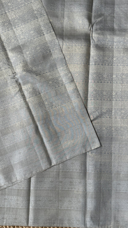 Pure Kanchivaram Silk Saree – Silver Grey