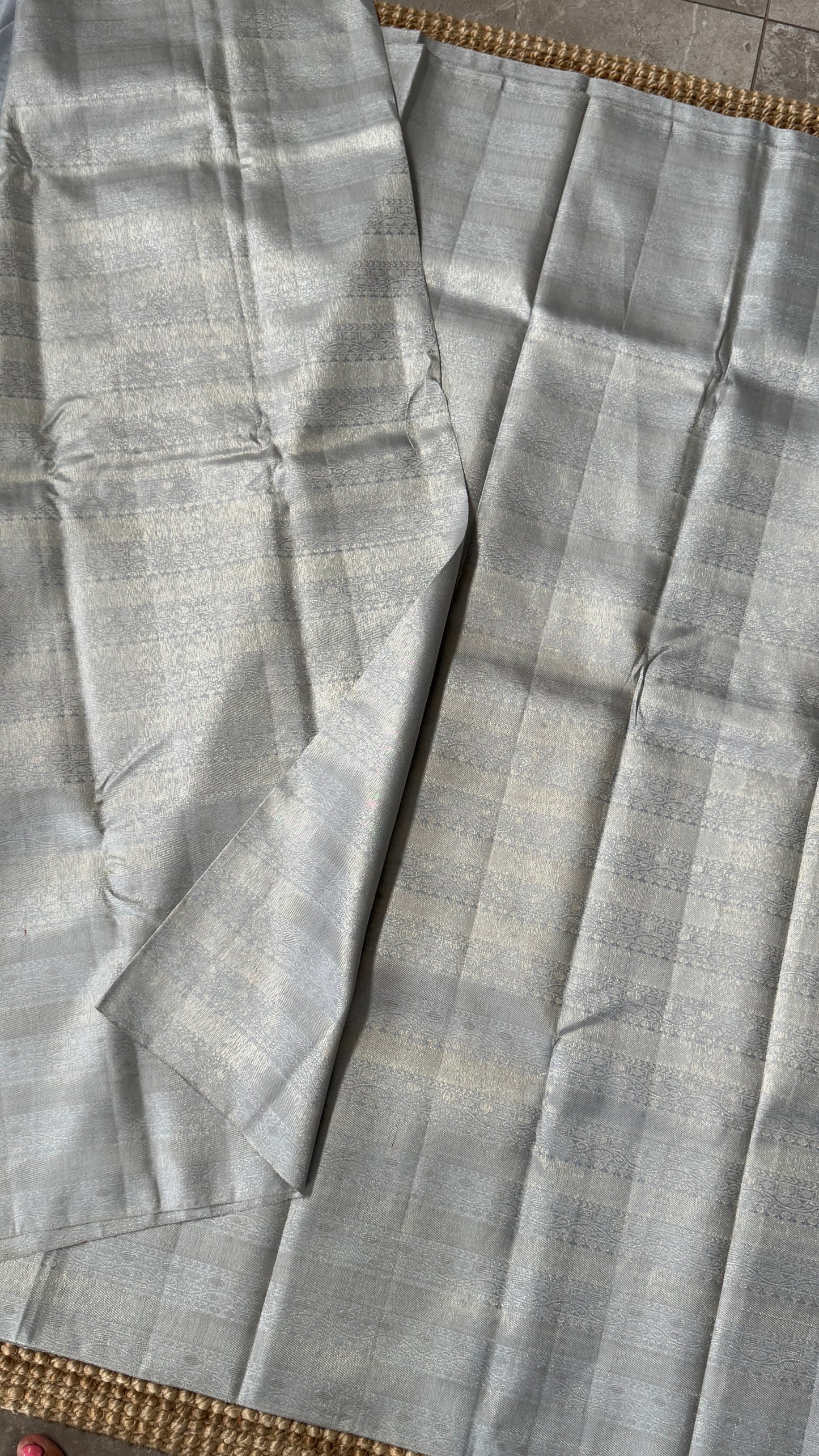 Pure Kanchivaram Silk Saree – Silver Grey