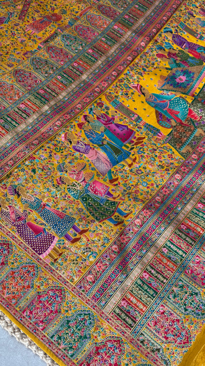 Kashmiri Pashmina Banarasi Sarees - Yellow