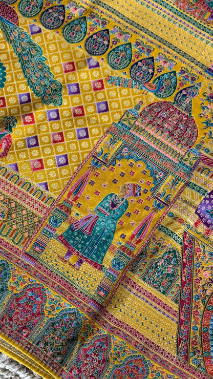 Kashmiri Pashmina Banarasi Sarees - Yellow