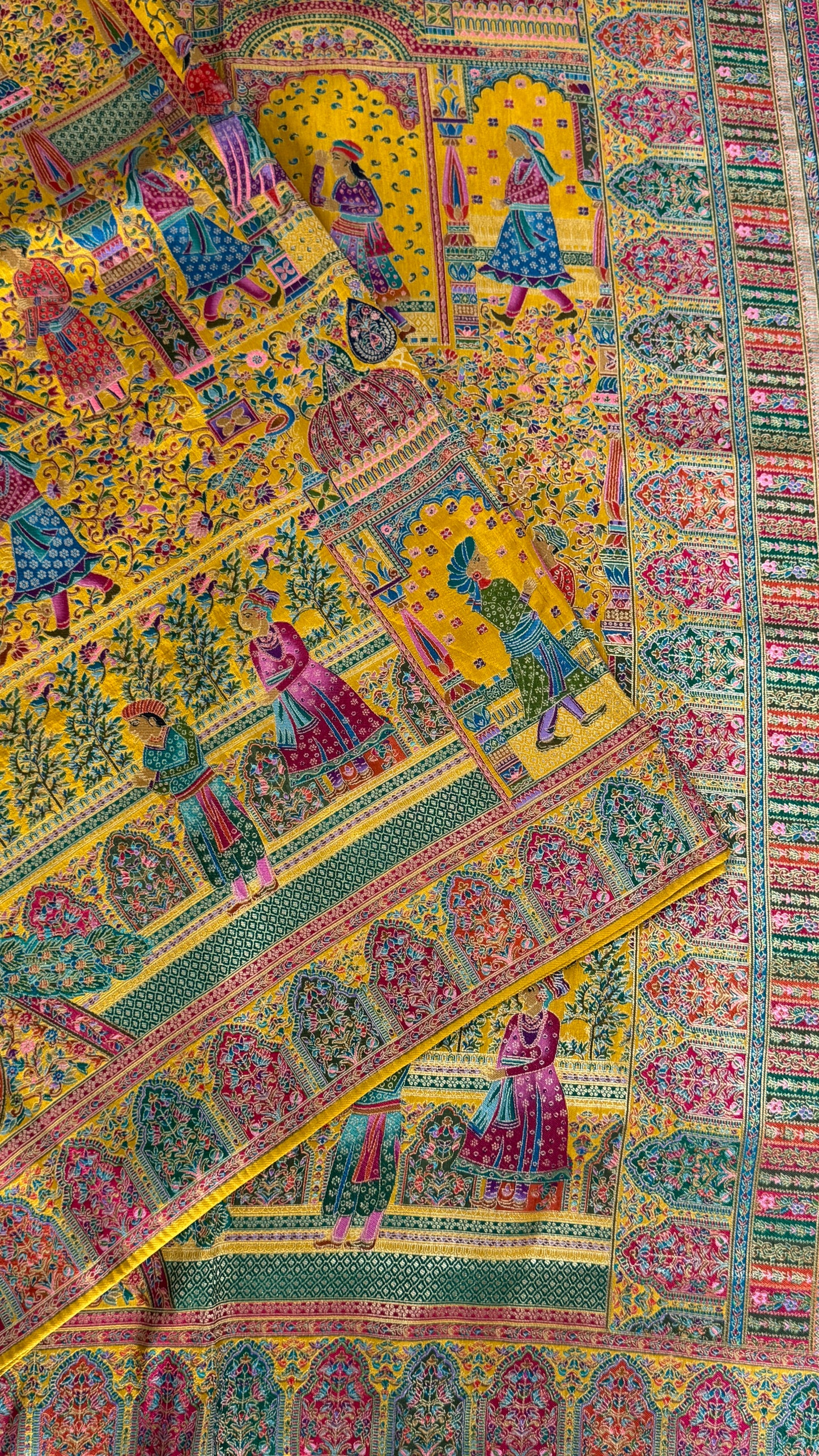 Kashmiri Pashmina Banarasi Sarees - Yellow
