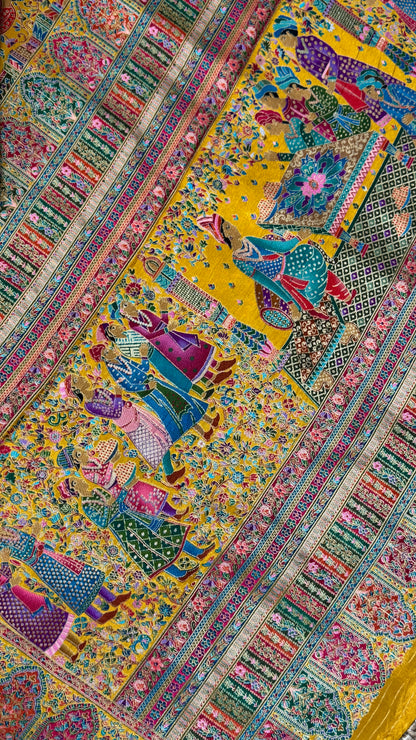 Kashmiri Pashmina Banarasi Sarees - Yellow