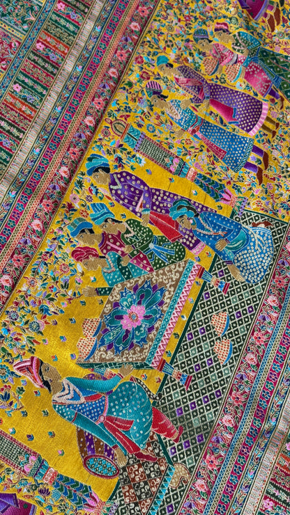 Kashmiri Pashmina Banarasi Sarees - Yellow