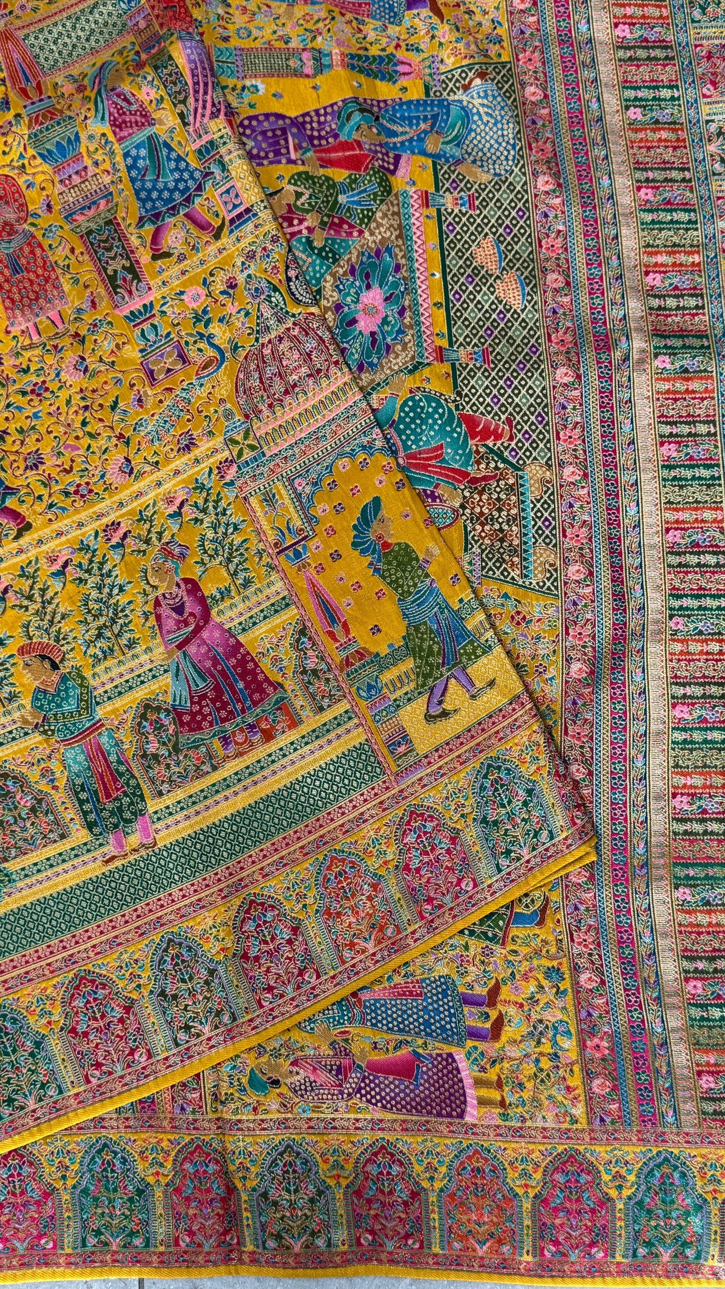 Kashmiri Pashmina Banarasi Sarees - Yellow