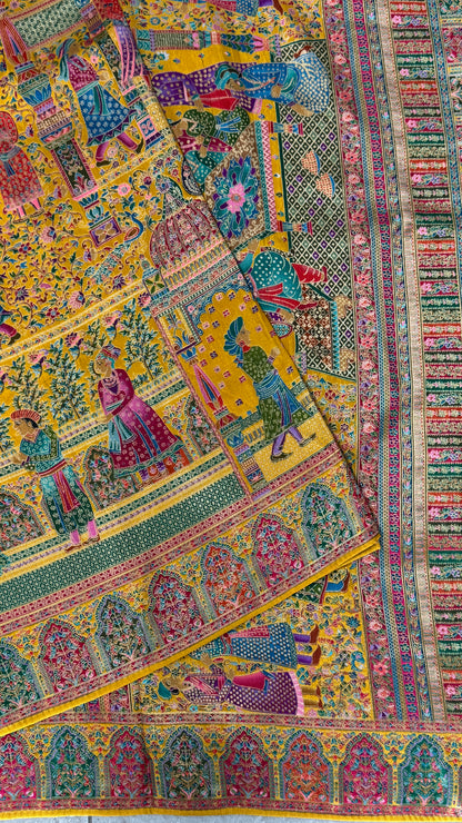 Kashmiri Pashmina Banarasi Sarees - Yellow