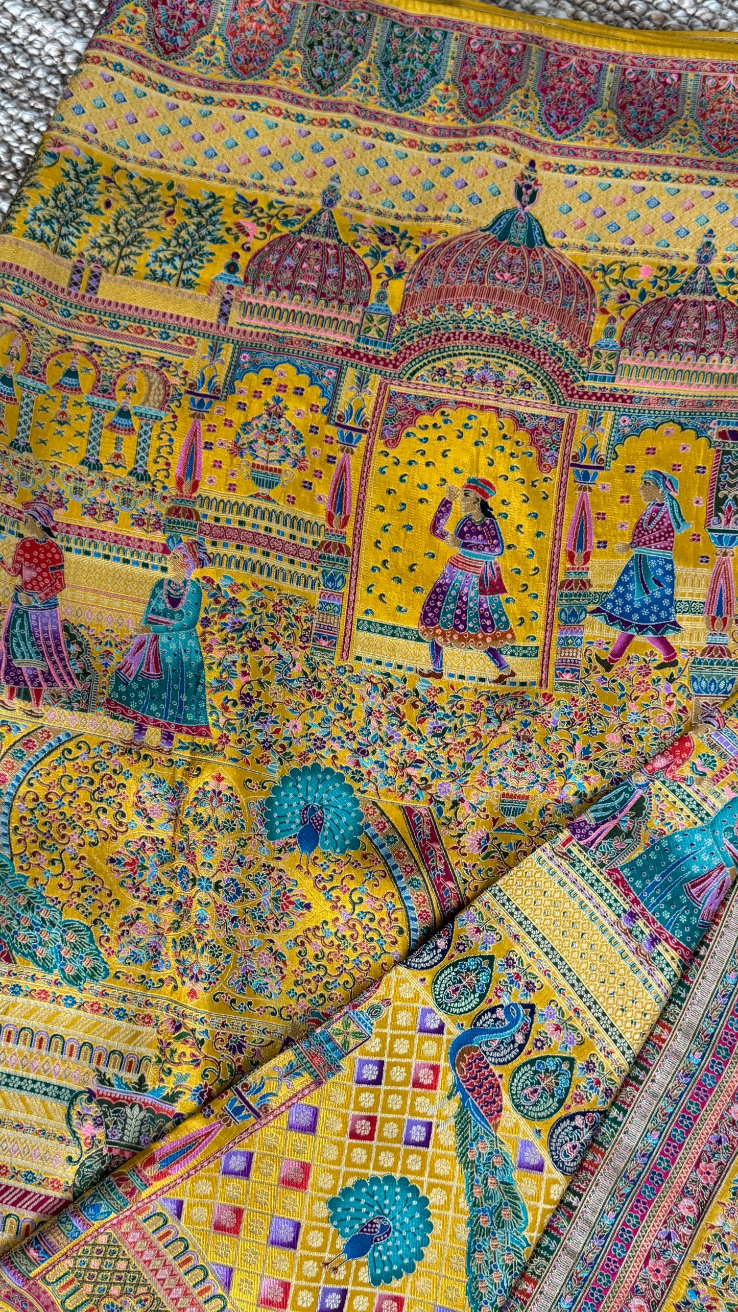 Kashmiri Pashmina Banarasi Sarees - Yellow