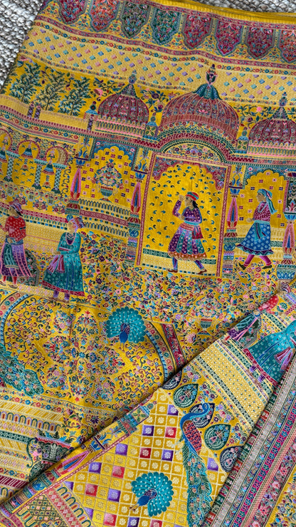 Kashmiri Pashmina Banarasi Sarees - Yellow