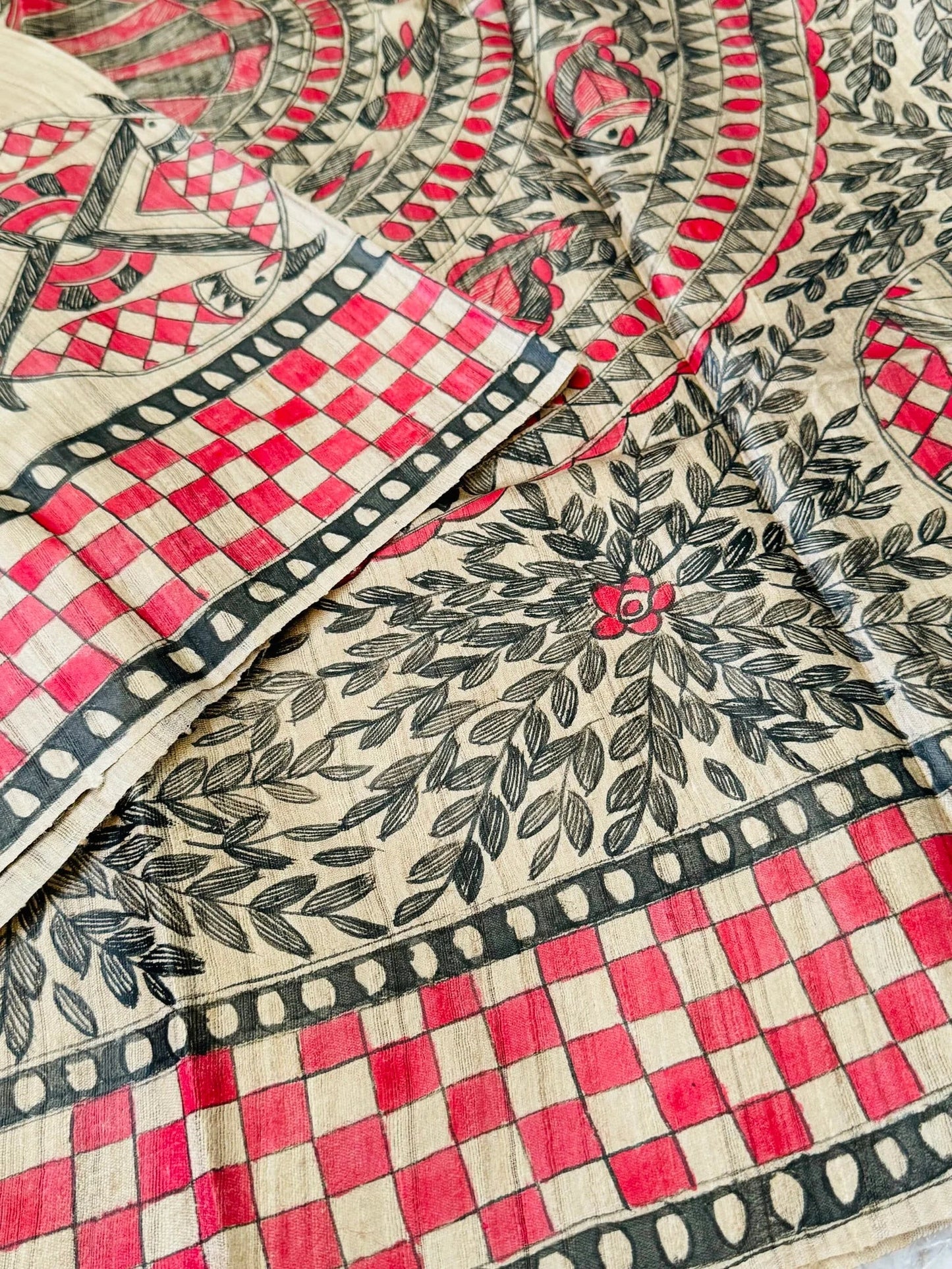 PURE TUSSAR SILK – HANPAINTED MADHUBHANI PRINT|Silk Mark Certified
