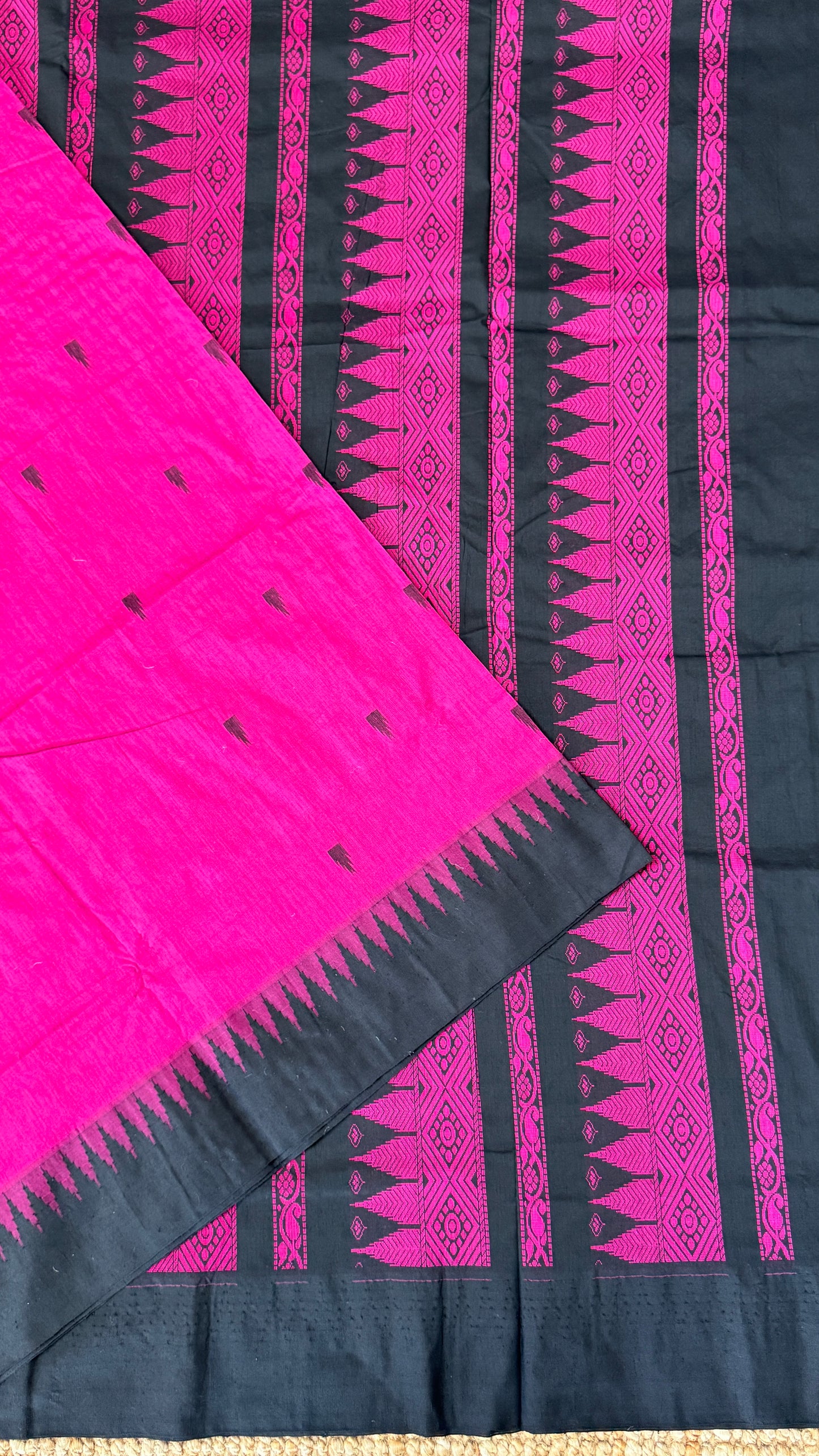 Pure Hand-Woven Cotton Silk Saree - Majenta Pink