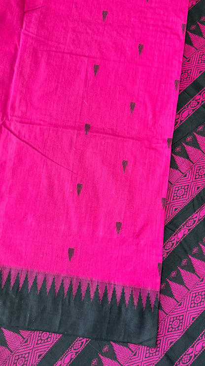 Pure Hand-Woven Cotton Silk Saree - Majenta Pink