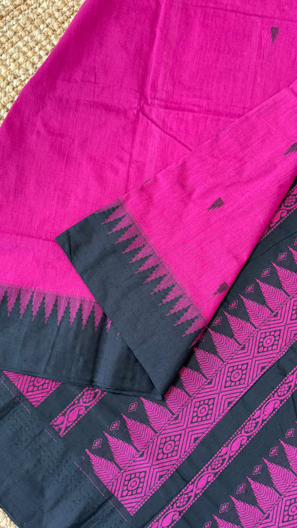 Pure Hand-Woven Cotton Silk Saree - Majenta Pink