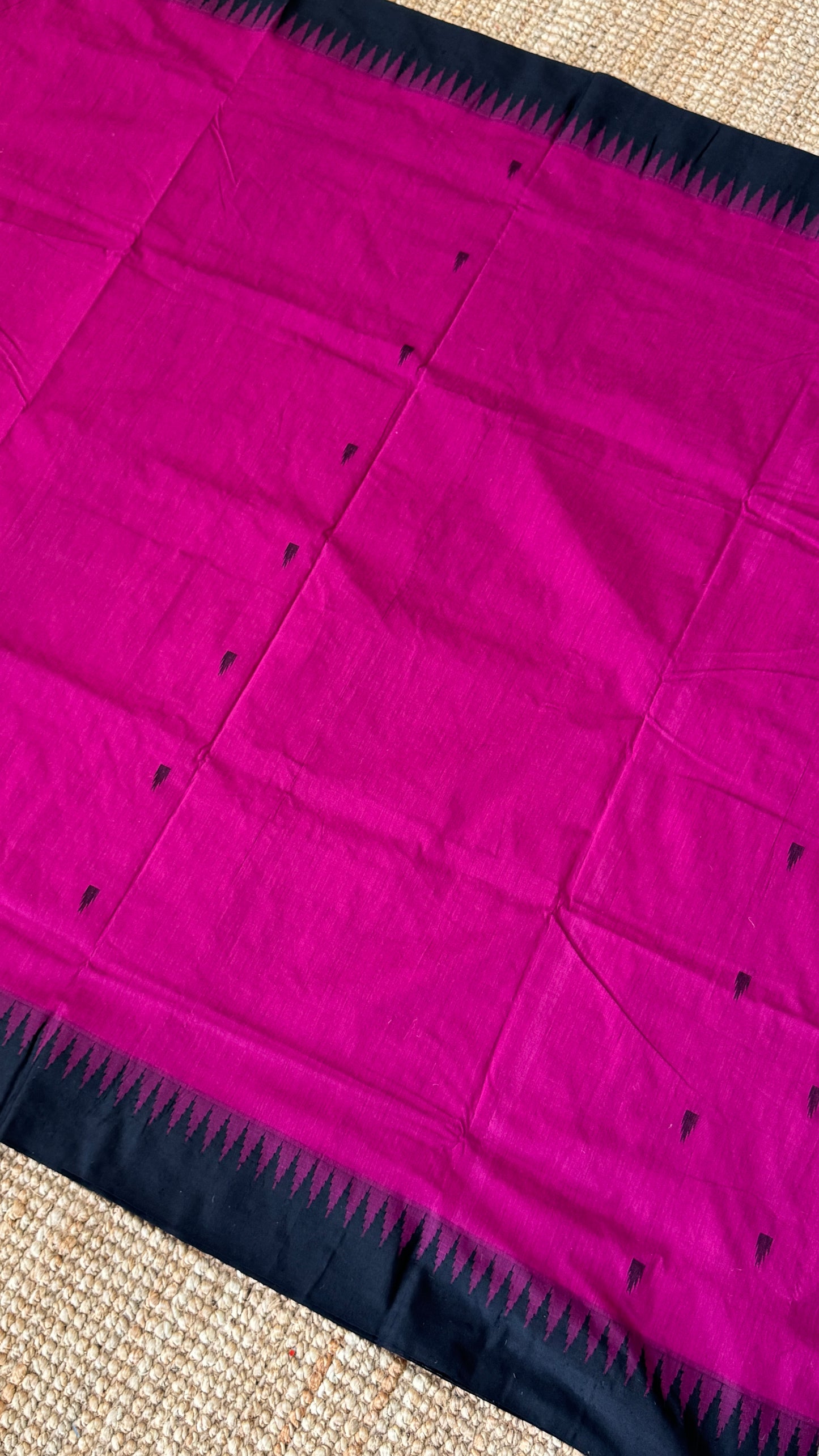 Pure Hand-Woven Cotton Silk Saree - Majenta Pink