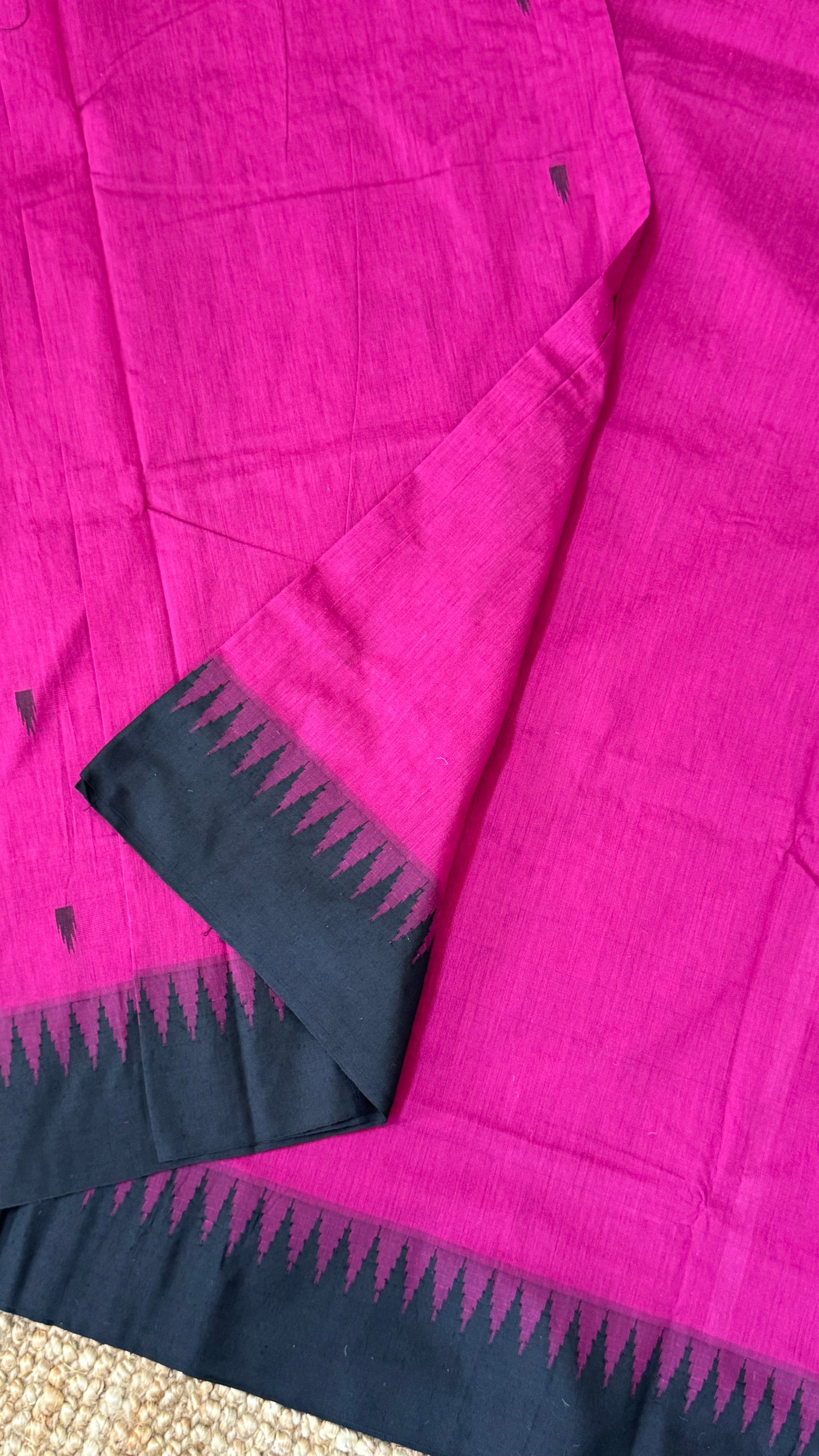 Pure Hand-Woven Cotton Silk Saree - Majenta Pink