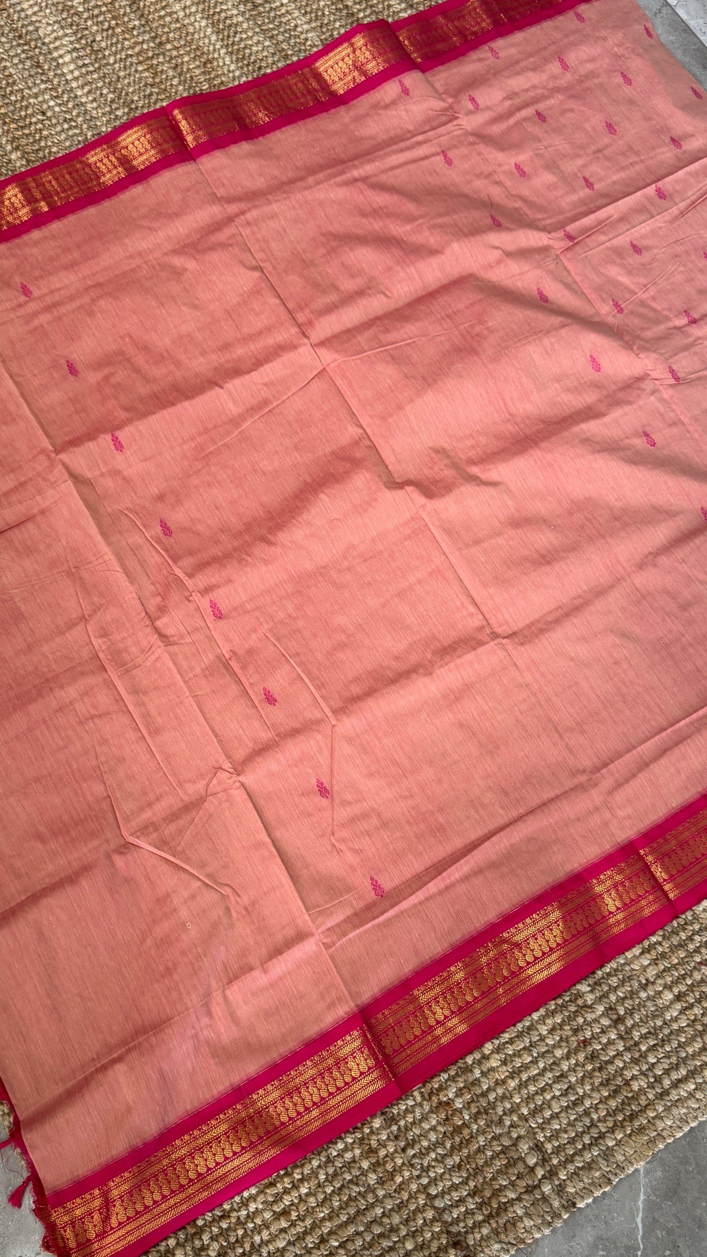 Pure Hand-Woven Cotton Silk Saree - Baby Pink