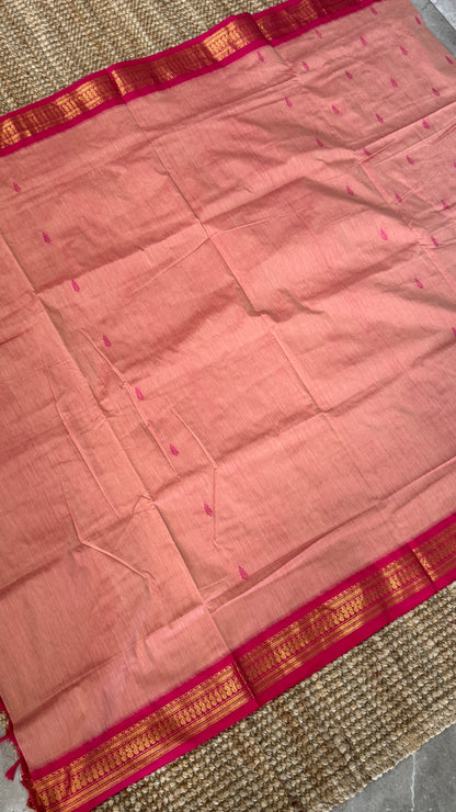 Pure Hand-Woven Cotton Silk Saree - Baby Pink