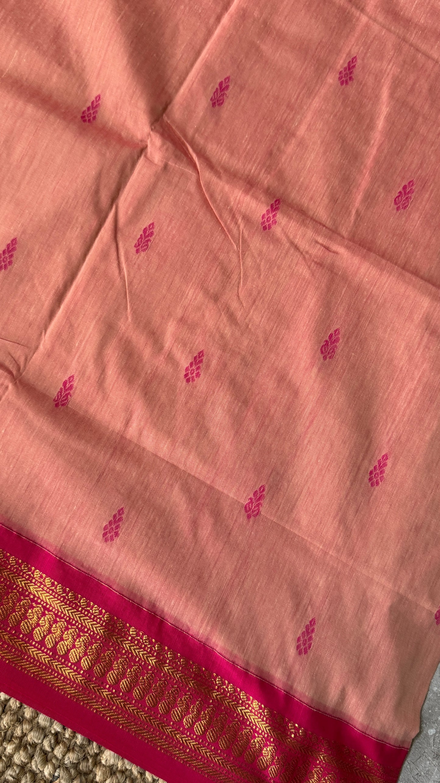 Pure Hand-Woven Cotton Silk Saree - Baby Pink