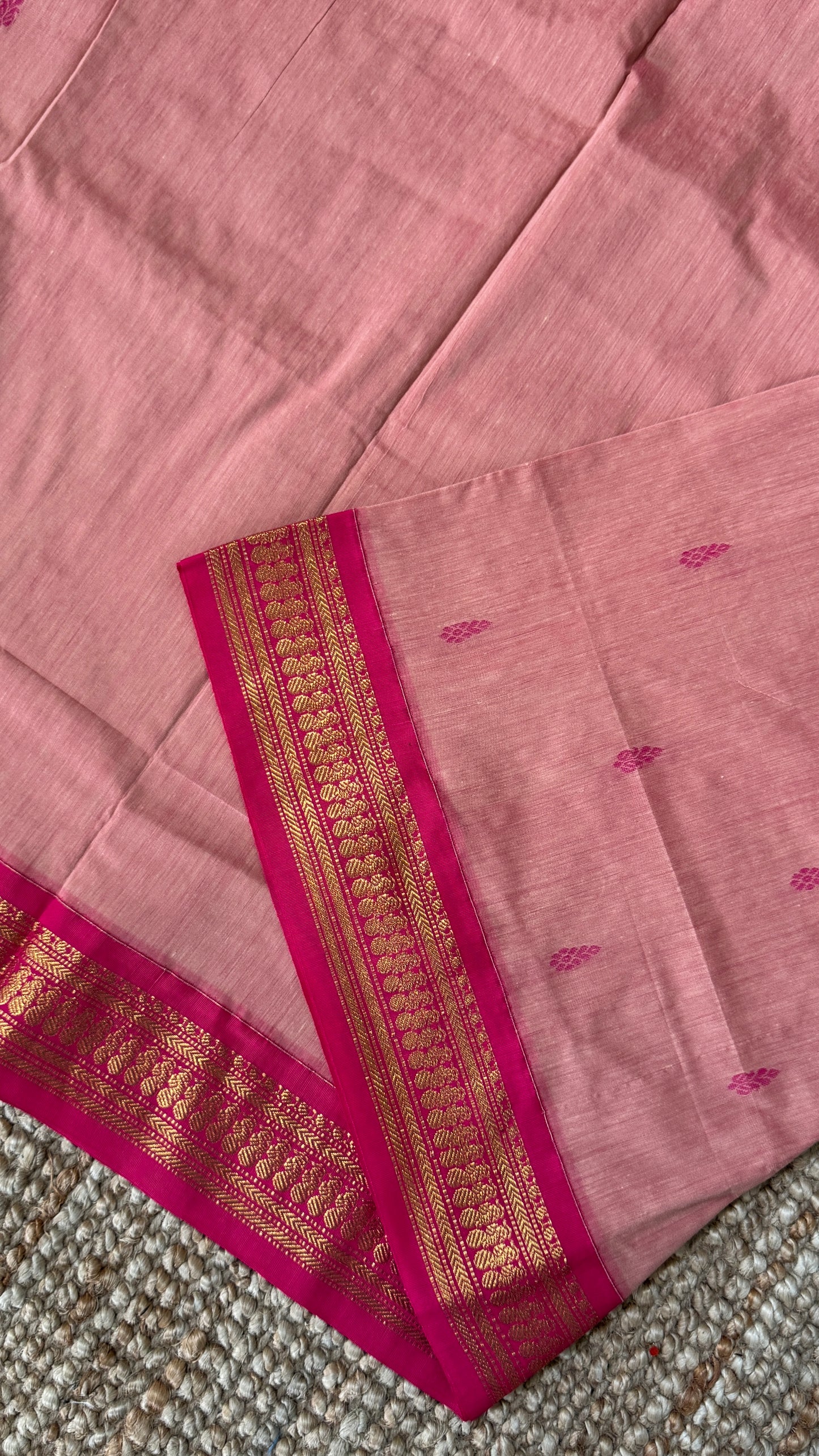 Pure Hand-Woven Cotton Silk Saree - Baby Pink
