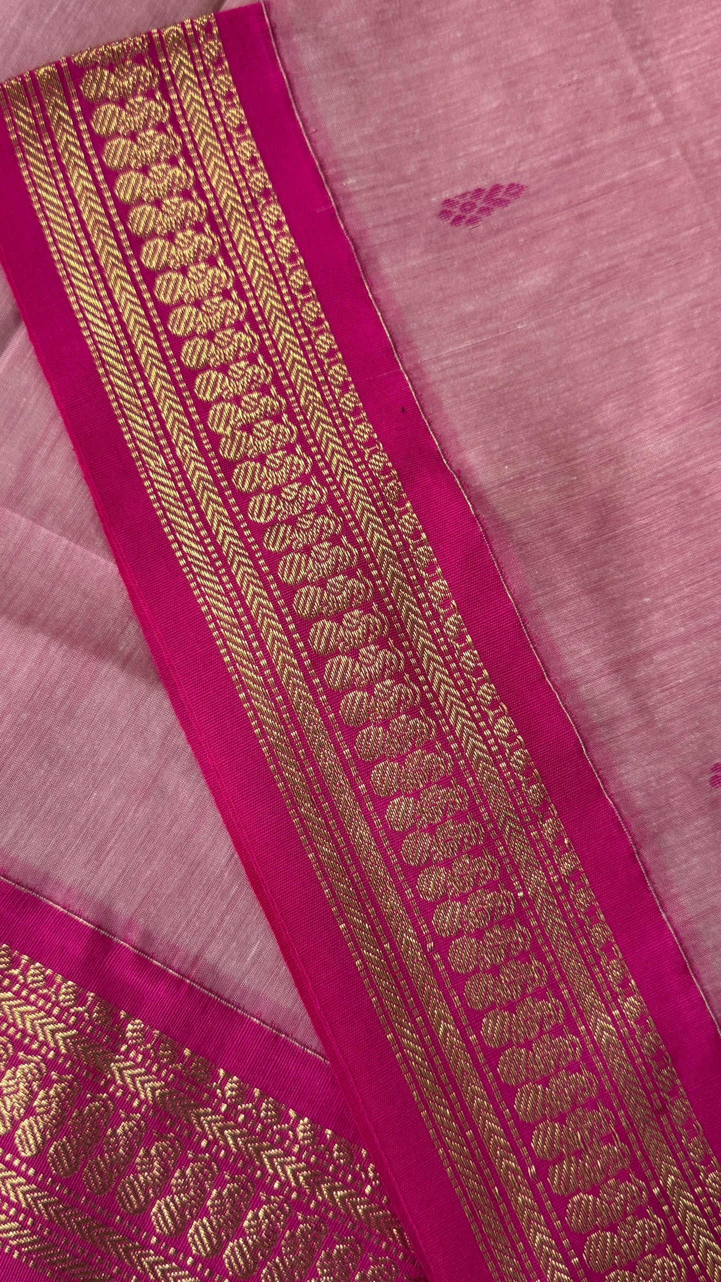 Pure Hand-Woven Cotton Silk Saree - Baby Pink