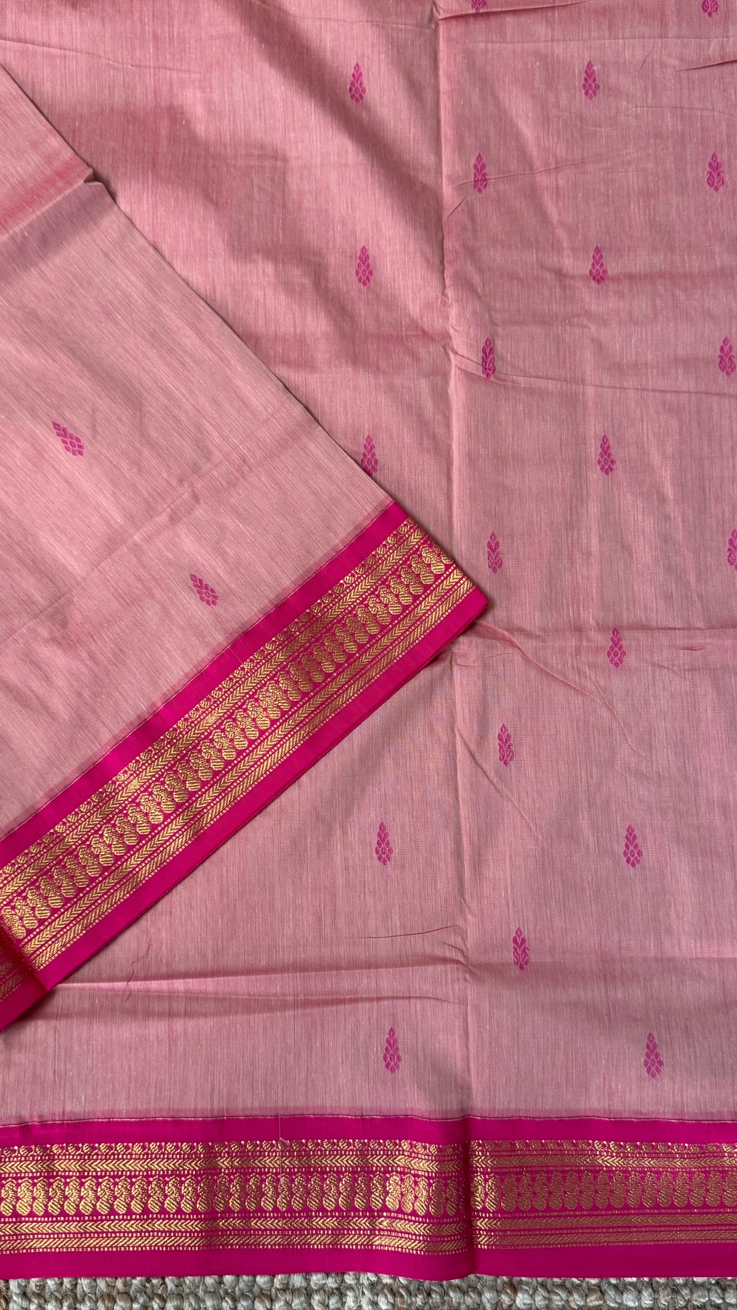 Pure Hand-Woven Cotton Silk Saree - Baby Pink