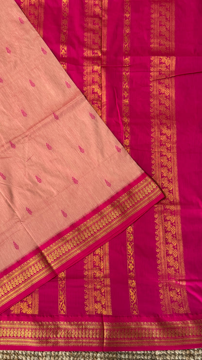 Pure Hand-Woven Cotton Silk Saree - Baby Pink