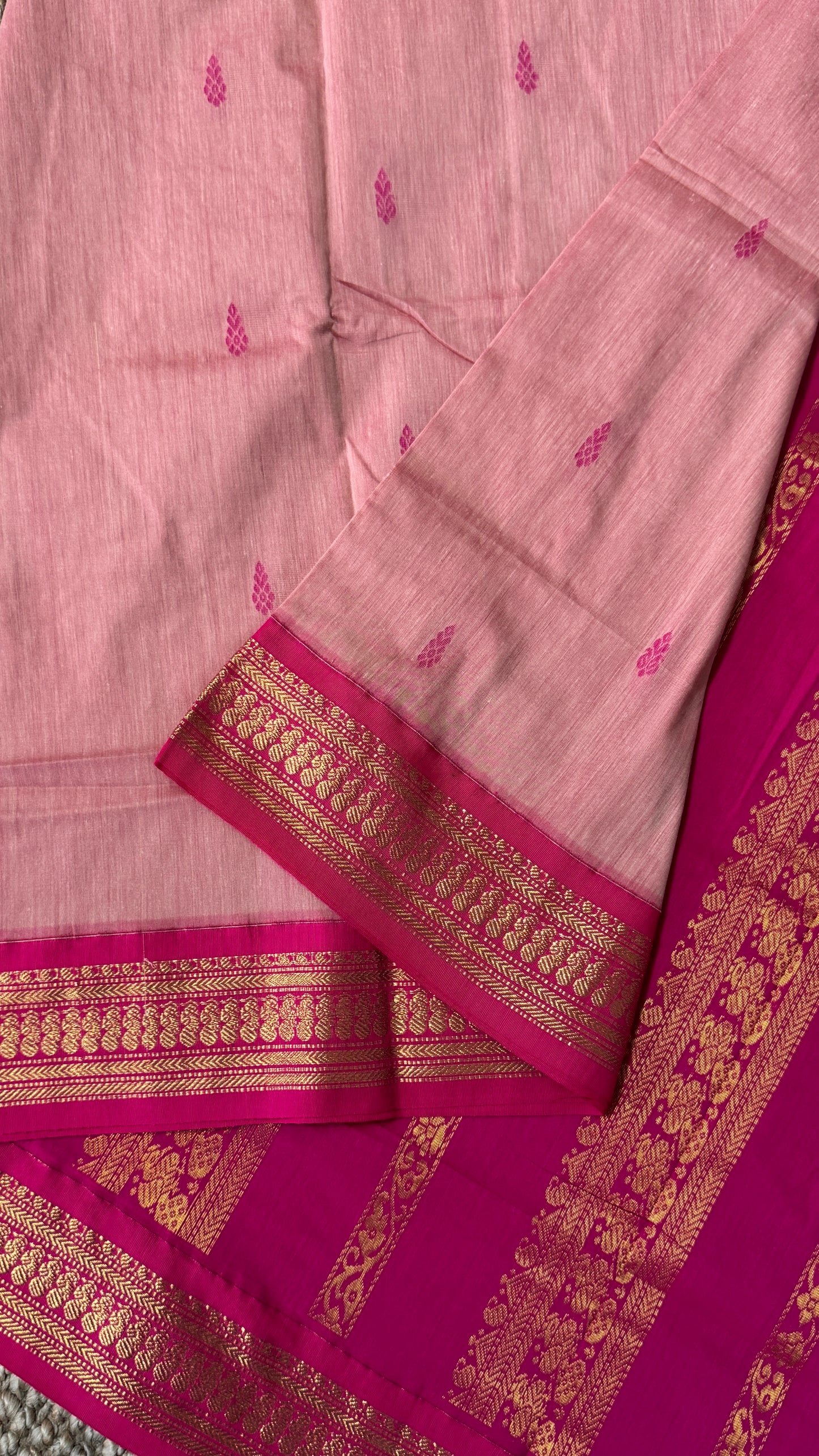 Pure Hand-Woven Cotton Silk Saree - Baby Pink