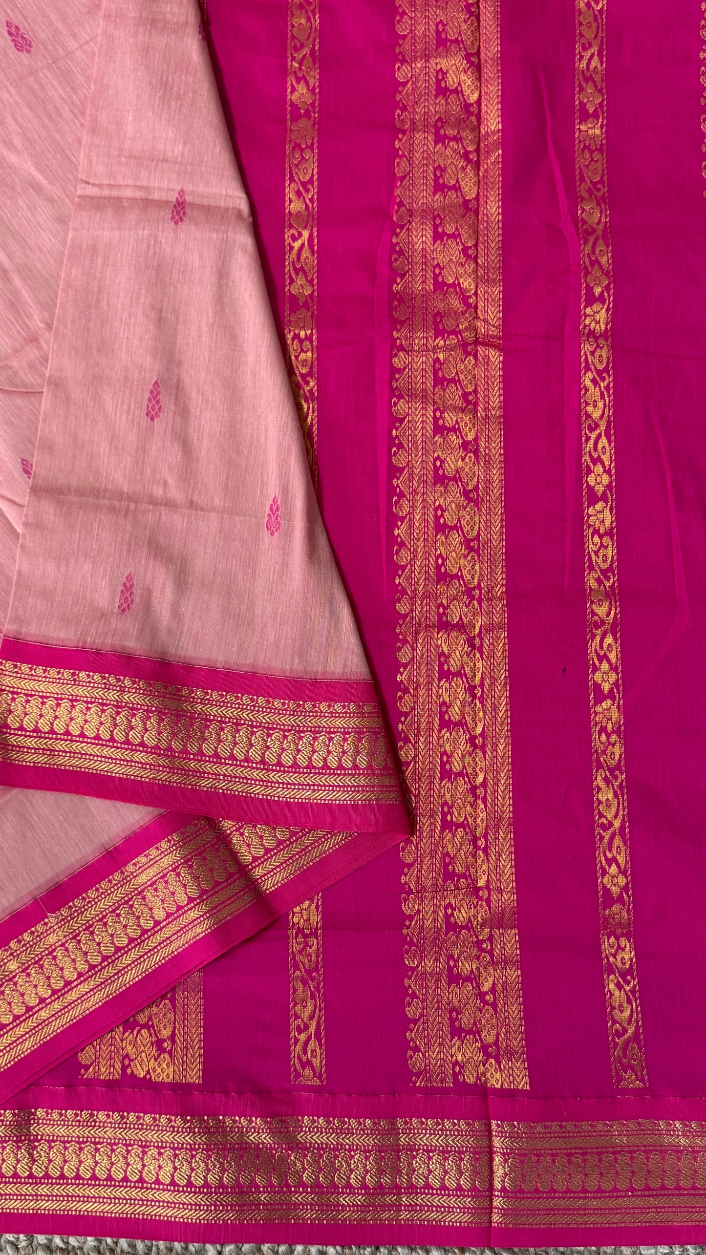 Pure Hand-Woven Cotton Silk Saree - Baby Pink