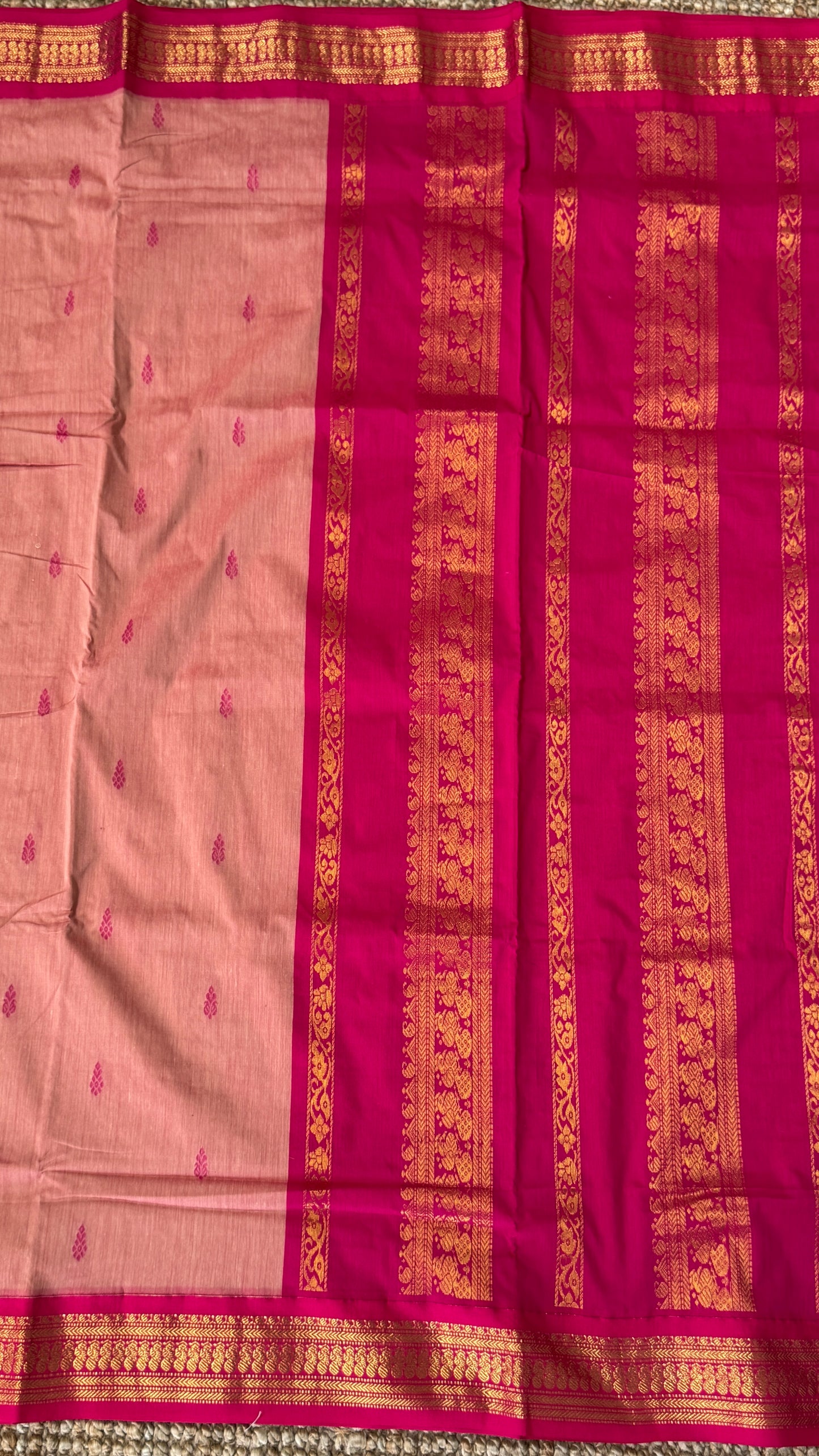 Pure Hand-Woven Cotton Silk Saree - Baby Pink